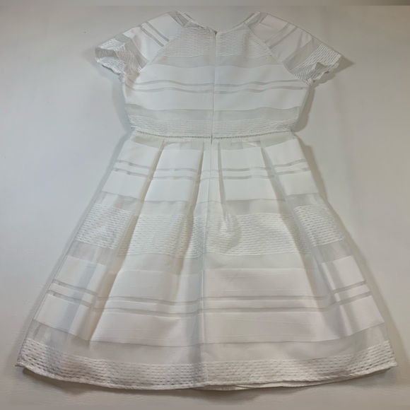 Cremieux Ryan Dress Botanic Bouquet White Full Skirt Semi Sheer Dress M (bin J) - Picture 3 of 13